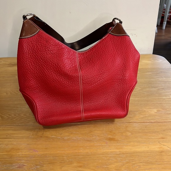 Dooney & Bourke Red with Brown Leather Strap Boho Bag - Picture 4 of 11